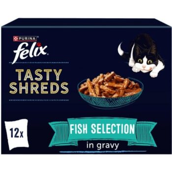 Felix Tasty Shreds Fish Selection in Gravy Wet Cat Food (12 x 80g)