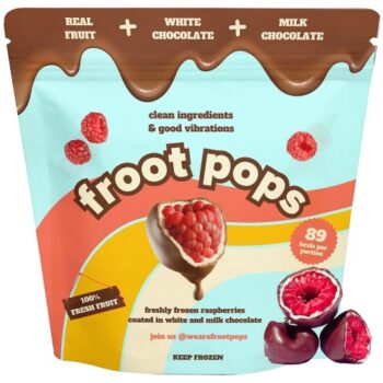 Froot Pops Freshly Frozen Raspberries Coated in White & Milk Chocolate (220g)