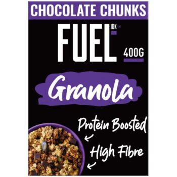 Fuel Chunky Chocolate Granola 70% Cocoa Chunks Protein Boosted 10K Granola Loaded Chocolate Chunks (400g)