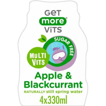 Get More Vits Apple & Blackcurrant Multivitamins Naturally Flavoured Still Spring Water Bottles (4 x 330ml)