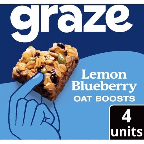 Graze Lemon & Blueberry Oat Boost Flapjack Superfood Snack Bars (4 x 30g)
