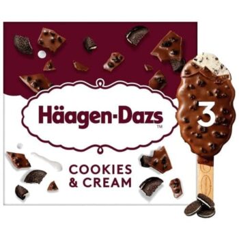Haagen-Dazs Crunchy Cookies & Cream Ice Cream Sticks (3 x 80ml)