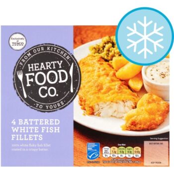 Hearty Food Co 4 Battered White Fish Fillets (400g)