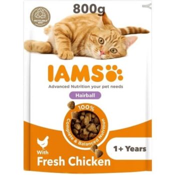 Iams for Vitality Hairball Control Cat Food With Fresh Chicken (800g)