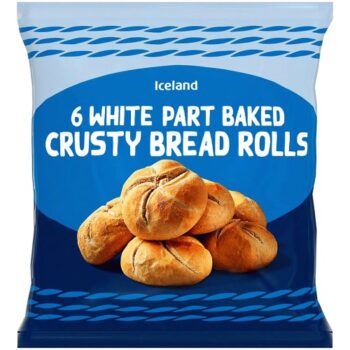 Iceland 6 White Part Baked Crusty Bread Rolls