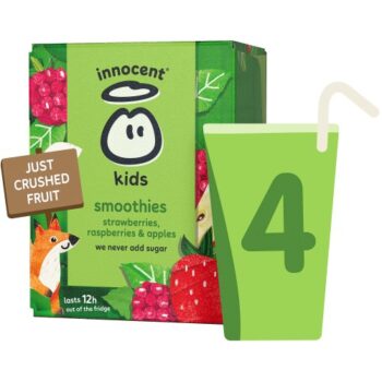 Innocent Kids Strawberry Raspberry & Apple Smoothies with Vitamins (4 x 150ml)