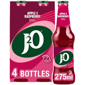 J2O Apple & Raspberry Juice Drink 4 Bottles (4 x 275ml)