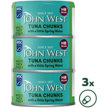 John West No Drain Tuna Chunks with a Little Spring Water MSC (3 x 100g)