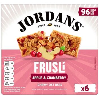 Jordans Frusli Apple & Cranberry Chewy Oat Cereal Snack Bars (6 x 25g, 150g)