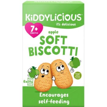Kiddylicious Apple Soft Biscotti 7+ Months Multipack Baby Snack Toddler Snack (6 x 20g)