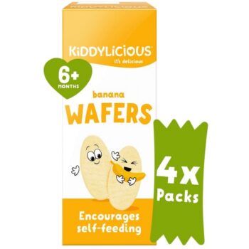 Kiddylicious Banana Wafers Mini Baby Snack 6 Months+ Multipack (4 x 4g)