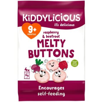 Kiddylicious Raspberry & Beetroot Melty Buttons Baby Snack 9 months+ (5 x 6g)