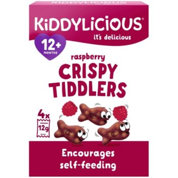 Kiddylicious Raspberry Crispy Tiddlers Infant Snack 12+ Months Multipack (4 x 12g)