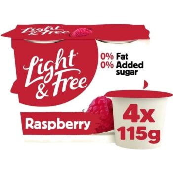 Light & Free Raspberry Greek Style 0% Added Sugar Fat Free Yogurt (4 x 115g)