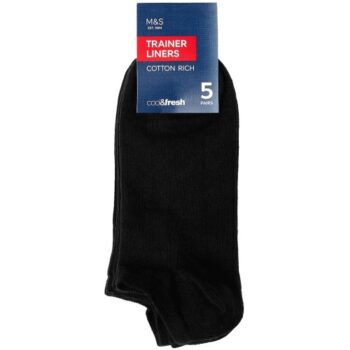 M&S Mens Cool & Fresh Trainer Liner Socks Size 6-8.5 Black