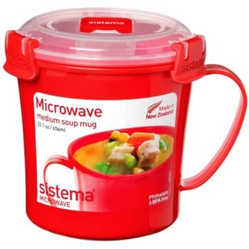 Microwaveable Soup Mug with Red Klip-it Lid (656ml)
