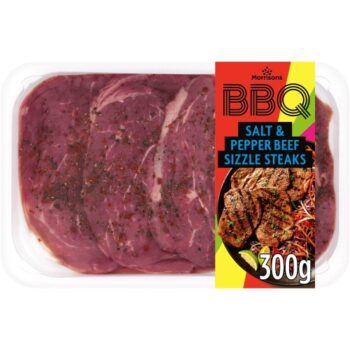 Morrisons BBQ Salt & Pepper Beef Sizzle Steaks (300g)