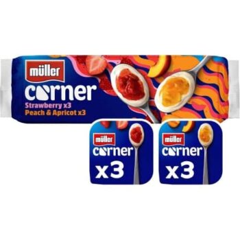 Muller Corner Fruit Variety Pack Yogurts Strawberry Peach & Apricot (6 x 136g)
