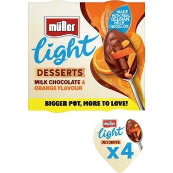Muller Light Desserts Milk Chocolate & Orange flavour (4 x 90g)