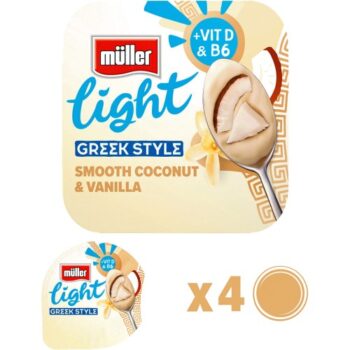 Muller Light Greek Style Coconut Vanilla Yogurt (4 x 115g)