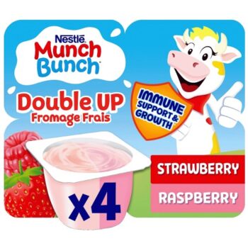 Munch Bunch Double Up Fromage Frais Strawberry & Raspberry Yogurts (4 x 85g)