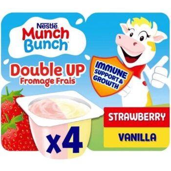 Munch Bunch Double Up Strawberry & Vanilla Fromage Frais Yogurts (4 x 85g, 340g)