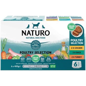Naturo Adult Dog Grain Free Mixed Selection Food Trays Variety (6 x 400g)