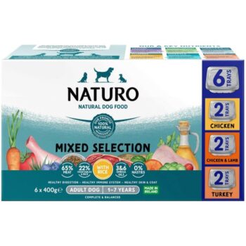 Naturo Adult Dog Mixed Selection Variety with Rice Food Trays (6 x 400g)