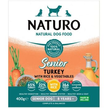 Naturo Senior Turkey Rice & Vegetable Dog Food Tray (400g)