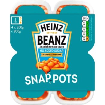 No Added Sugar Beanz in a Rich Tomato Sauce Snap Pots (4)