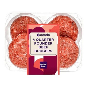 Ocado 4 Quarter Pounder Beef Burgers (454g)