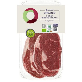 Ocado Organic 2 Beef Ribeye Steaks Typically: