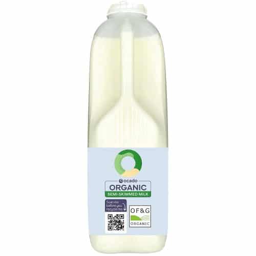 Ocado Organic British Semi Skimmed Milk (2pts, 1.136l)