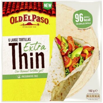 Old El Paso Large Extra Thin 100 Calorie Tortilla Wraps (192g)