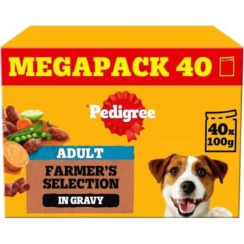 Pedigree Adult Wet Dog Food Pouches Mixed Varieties in Gravy Mega Pack (40 x 100g)