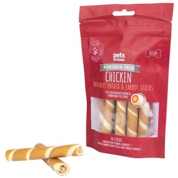 Pets At Home Rawhide Free Chicken Sweet Potato And Carrot Large Bone Dog Treats (10 x 170g)