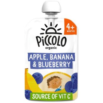 Piccolo Organic Apple Banana Blueberry Baby Food with Hint of Vanilla (100g)