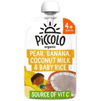 Piccolo Organic Pear Banana Coconut Milk & Baby Rice Pouch 4m+ (100g)