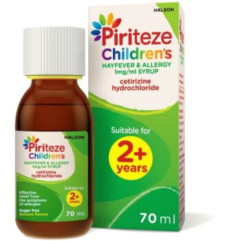Piriteze Allergy & Hayfever Syrup Sugar Free Banana Flavour (70ml)