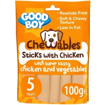 Premium Chewables Rawhide-Free Chicken Sticks Dog Treats (5 x 100g)