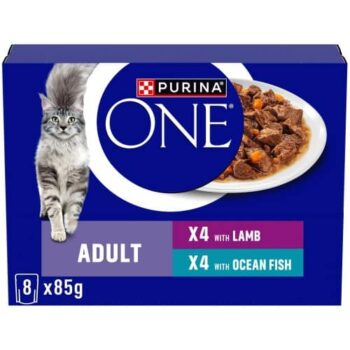 Purina ONE Adult Cat Food Fish & Lamb (8 x 85g)