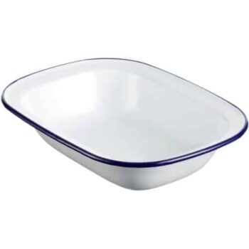 Rectangular Enamel Pie Dish in Blue (24cm)