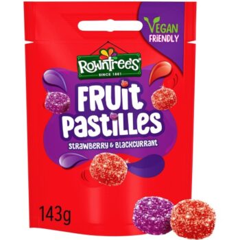 Rowntree's Vegan Fruit Pastilles Strawberry & Blackcurrant Sweets Sharing Pouch (143g)