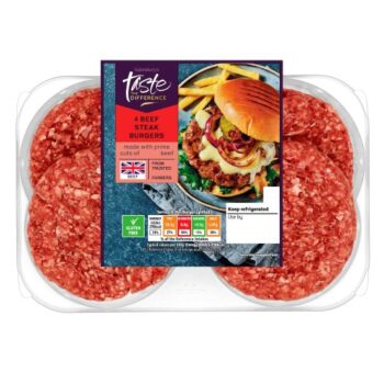 Sainsbury's 4 British Beef Steak Burgers Taste the Difference (680g)