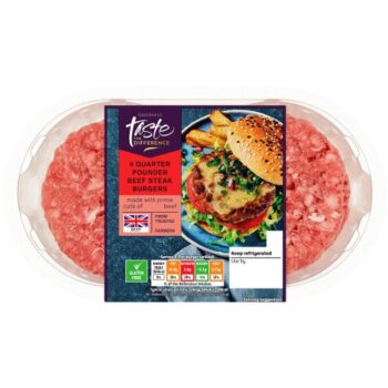 Sainsbury's 4 Quarter Pounder Beef Steak Burgers Taste the Difference (454g)
