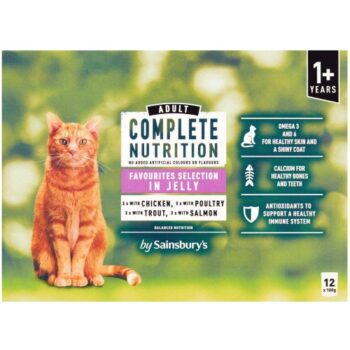 Sainsbury's Adult Complete Nutrition Meat & Fish Selection in Jelly Cat Food 1+ Years (12 x 100g)