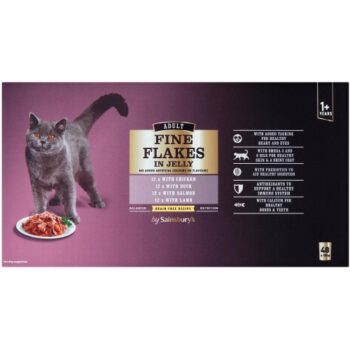 Sainsbury's Adult Fine Flakes in Jelly Cat Food 1+ Years (48 x 100g)