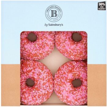 Sainsbury's Bakery Pink Iced Doughnuts (4)