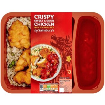 Sainsbury's Chinese Crispy Sweet & Sour Chicken with Egg Fried Rice Ready Meal For 1 (400g)