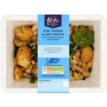 Sainsbury's Cod Cheese & Leek Gratin with Crushed Potatoes & Baby Spinach Taste the Difference (385g)